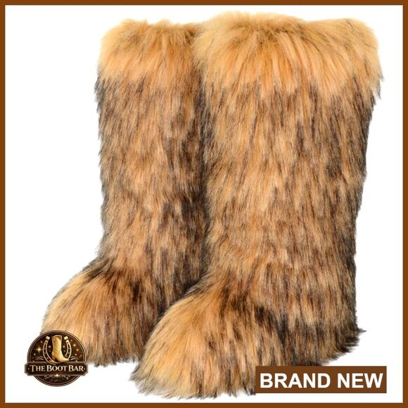 Shoes - Faux Fur Knee High Snow Boots Y2K Winter Warm Soft Slip On Mid Calf